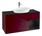 Тумба під раковину Villeroy & Boch Finion 120х50,1 см із підсвічуванням МДФ півонія матовий лак/скло чорне матове F832PDHB