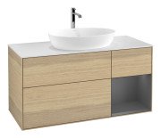 Тумба під раковину Villeroy & Boch Finion 120х50,1 см із підсвічуванням МДФ шпон дуба/скло біле матове F831GKPC