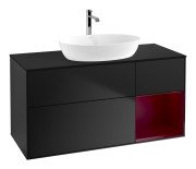 Тумба під раковину Villeroy & Boch Finion 120х50,1 см із підсвічуванням МДФ чорний матовий лак/скло чорне матове F832HBPD