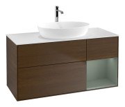 Тумба под раковину Villeroy & Boch Finion 120х50,1 см с подсветкой МДФ шпон грецкого ореха/стекло белое матовое F831GMGN