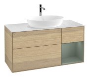 Тумба под раковину Villeroy & Boch Finion 120х50,1 см с подсветкой МДФ шпон дуба/стекло белое матовое F831GMPC