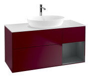 Тумба под раковину Villeroy & Boch Finion 120х50,1 см с подсветкой МДФ пион матовый лак/стекло белое матовое F831HGHB