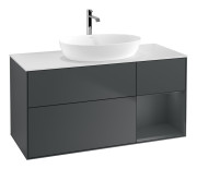 Тумба під раковину Villeroy & Boch Finion 120х50,1 см із підсвічуванням МДФ темно-синій матовий лак/скло біле матове F831HGHG