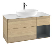 Тумба під раковину Villeroy & Boch Finion 120х50,1 см із підсвічуванням МДФ шпон дуба/скло біле матове F831HGPC