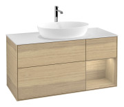 Тумба под раковину Villeroy & Boch Finion 120х50,1 см с подсветкой МДФ шпон дуба/стекло белое матовое F831PCPC