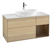 Тумба под раковину Villeroy & Boch Finion 120х50,1 см с подсветкой МДФ шпон дуба/стекло белое матовое F831GNPC