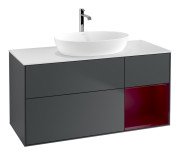 Тумба под раковину Villeroy & Boch Finion 120х50,1 см с подсветкой МДФ темно-синий матовый лак/стекло белое матовое F831HBHG