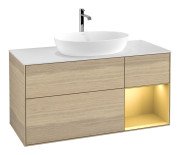 Тумба під раковину Villeroy & Boch Finion 120х50,1 см із підсвічуванням МДФ шпон дуба/скло біле матове F831HFPC