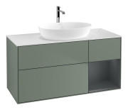 Тумба під раковину Villeroy & Boch Finion 120х50,1 см із підсвічуванням МДФ оливковий матовий лак/скло біле F831HGGM