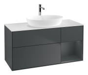 Тумба под раковину Villeroy & Boch Finion 120х50,1 см с подсветкой МДФ темно-синий матовый лак/стекло белое матовое F831HGHG