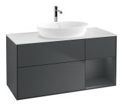 Тумба під раковину Villeroy & Boch Finion 120х50,1 см із підсвічуванням МДФ темно-синій матовий лак/скло біле матове F831HGHG