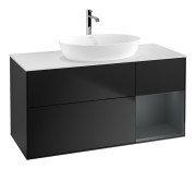 Тумба под раковину Villeroy & Boch Finion 120х50,1 см с подсветкой МДФ черный матовый лак/стекло белое матовое F831HGPD
