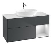 Тумба під раковину Villeroy & Boch Finion 120х50,1 см із підсвічуванням МДФ темно-синій матовий лак/скло біле матове F831MTHG