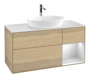 Тумба под раковину Villeroy & Boch Finion 120х50,1 см с подсветкой МДФ шпон дуба/стекло белое матовое F831MTPC