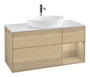 Тумба под раковину Villeroy & Boch Finion 120х50,1 см с подсветкой МДФ шпон дуба/стекло белое матовое F831PCPC