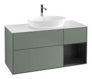 Тумба під раковину Villeroy & Boch Finion 120х50,1 см із підсвічуванням МДФ оливковий матовий лак/скло біле матове F831PDGM