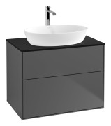 Тумба під раковину Villeroy & Boch Finion 80х50,1 см МДФ антрацит матовий лак/скло чорне матове F87200GK