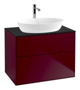 Тумба под раковину Villeroy & Boch Finion 80х50,1 см МДФ пион матовый лак/стекло черное матовое F87200HB