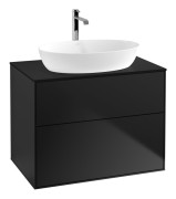 Тумба під раковину Villeroy & Boch Finion 80х50,1 см МДФ чорний матовий лак/скло чорне матове F87200PD