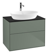 Тумба под раковину Villeroy & Boch Finion 80х50,1 см МДФ оливковый матовый лак/стекло черное матовое F87200GM