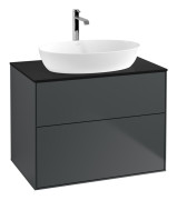 Тумба под раковину Villeroy & Boch Finion 80х50,1 см МДФ темно-синий матовый лак/стекло черное матовое F87200HG