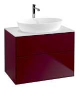 Тумба под раковину Villeroy & Boch Finion 80х50,1 см с подсветкой МДФ пион матовый лак/стекло белое матовое G87100HB