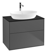 Тумба под раковину Villeroy & Boch Finion 80х50,1 см с подсветкой МДФ антрацит матовый лак/стекло черное матовое G87200GK