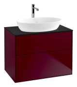 Тумба под раковину Villeroy & Boch Finion 80х50,1 см с подсветкой МДФ пион матовый лак/стекло черное матовое G87200HB