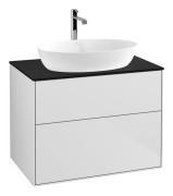 Тумба под раковину Villeroy & Boch Finion 80х50,1 см с подсветкой МДФ белый матовый лак/стекло черное матовое G87200MT