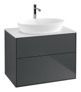 Тумба под раковину Villeroy & Boch Finion 80х50,1 см с подсветкой МДФ темно-синий матовый лак/стекло белое матовое G87100HG