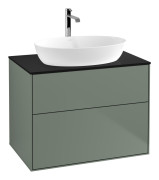 Тумба под раковину Villeroy & Boch Finion 80х50,1 см с подсветкой МДФ оливковый матовый лак/стекло черное матовое G87200GM