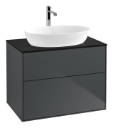 Тумба под раковину Villeroy & Boch Finion 80х50,1 см с подсветкой МДФ темно-синий матовый лак/стекло черное матовое G87200HG