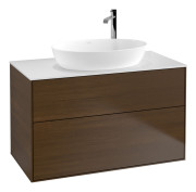 Тумба под раковину Villeroy & Boch Finion 100х50,1 см МДФ шпон грецкого ореха/стекло белое матовое F88100GN