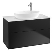 Тумба под раковину Villeroy & Boch Finion 100х50,1 см МДФ черный матовый лак/стекло белое матовое F88100PD