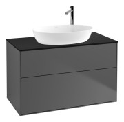 Тумба под раковину Villeroy & Boch Finion 100х50,1 см МДФ антрацит матовый лак/стекло черное матовое F88200GK