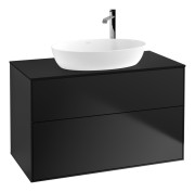 Тумба под раковину Villeroy & Boch Finion 100х50,1 см МДФ черный матовый лак/стекло черное матовое F88200PD