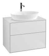 Тумба під раковину Villeroy & Boch Finion 80х50,1 см МДФ білий матовий лак/скло біле матове F87100MT