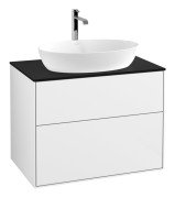 Тумба під раковину Villeroy & Boch Finion 80х50,1 см МДФ білий глянцевий лак/скло чорне матове F87200GF