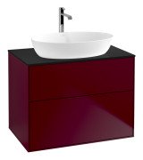 Тумба под раковину Villeroy & Boch Finion 80х50,1 см МДФ пион матовый лак/стекло черное матовое F87200HB