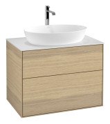 Тумба під раковину Villeroy & Boch Finion 80х50,1 см МДФ шпон дуба/скло біле матове F87100PC