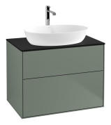 Тумба під раковину Villeroy & Boch Finion 80х50,1 см МДФ оливковий матовий лак/скло чорне матове F87200GM