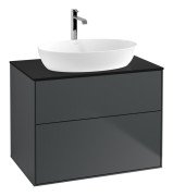 Тумба под раковину Villeroy & Boch Finion 80х50,1 см МДФ темно-синий матовый лак/стекло черное матовое F87200HG