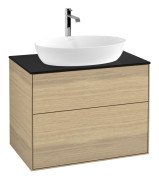 Тумба під раковину Villeroy & Boch Finion 80х50,1 см МДФ шпон дуба/скло чорне матове F87200PC