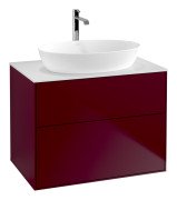 Тумба під раковину Villeroy & Boch Finion 80х50,1 см з підсвічуванням МДФ півонія матовий лак/скло біле матове G87100HB