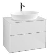 Тумба под раковину Villeroy & Boch Finion 80х50,1 см с подсветкой МДФ белый матовый лак/стекло белое матовое G87100MT