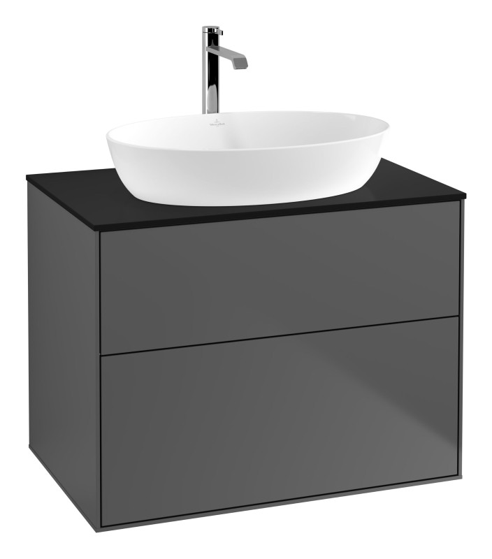 Тумба під раковину Villeroy & Boch Finion 80х50,1 см з підсвічуванням МДФ антрацит матовий лак/скло чорне матове G87200GK