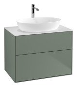 Тумба под раковину Villeroy & Boch Finion 80х50,1 см с подсветкой МДФ оливковый матовый лак/стекло белое матовое G87100GM
