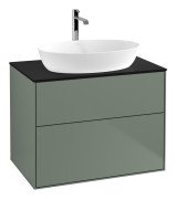 Тумба під раковину Villeroy & Boch Finion 80х50,1 см із підсвічуванням МДФ оливковий матовий лак/скло чорне матове G87200GM