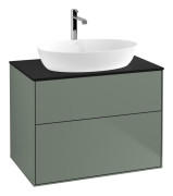 Тумба под раковину Villeroy & Boch Finion 80х50,1 см с подсветкой МДФ оливковый матовый лак/стекло черное матовое G87200GM