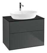 Тумба под раковину Villeroy & Boch Finion 80х50,1 см с подсветкой МДФ темно-синий матовый лак/стекло черное матовое G87200HG